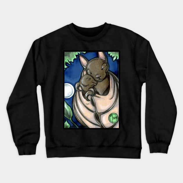 Bat Mother and Child Crewneck Sweatshirt by Nat Ewert Art